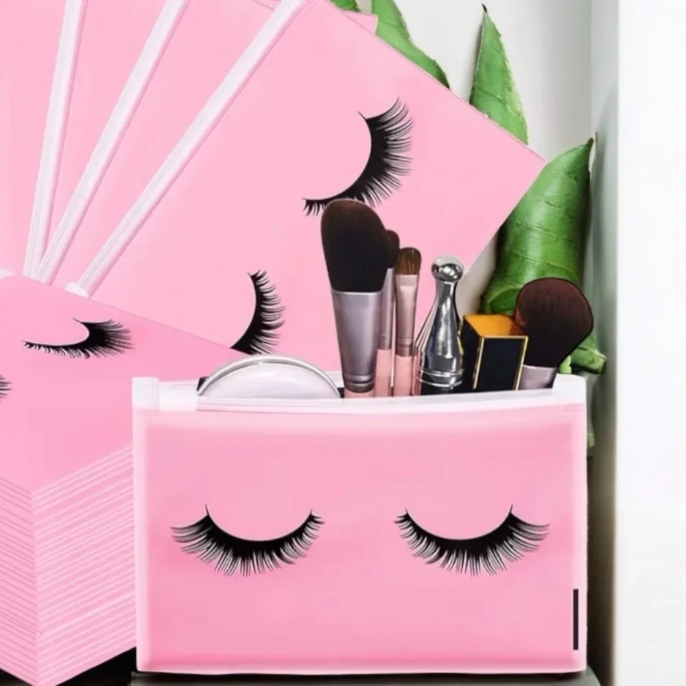 10pcs EVA Zipper Bags, Cosmetic Storage Bags, Modern Eyelash LIGHT PINK BAGS - Picture 3 of 5